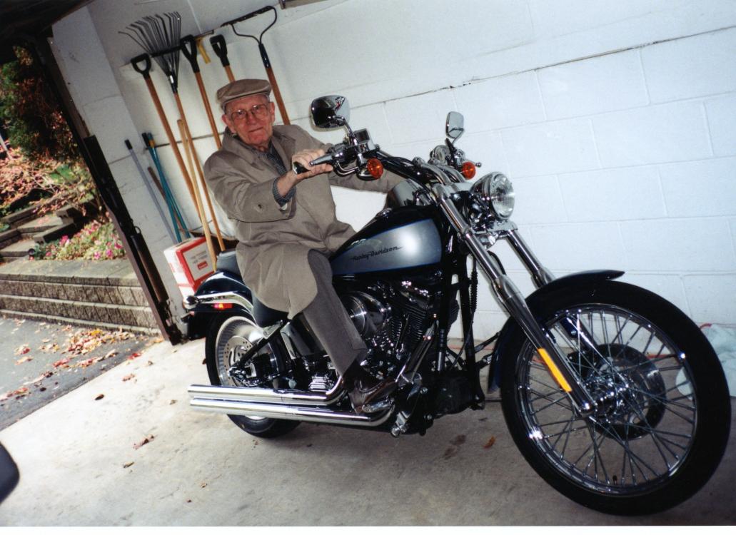 On motorcycle in Oakville, circa 1992